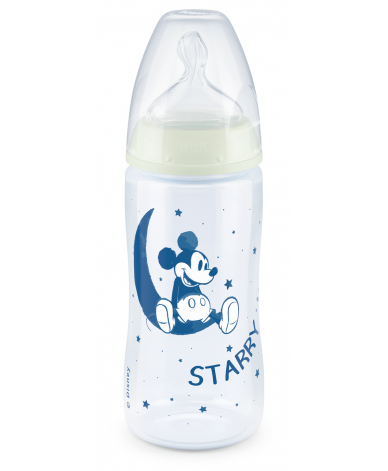 NUK First Choice РР шише Temperature control 300мл. MICKEY Night със силиконов биберон 6-18м