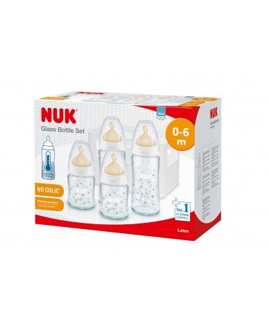 NUK First Choice+ Старт сет Temperature Control каучук - 2х240мл + 2х120мл + кошница