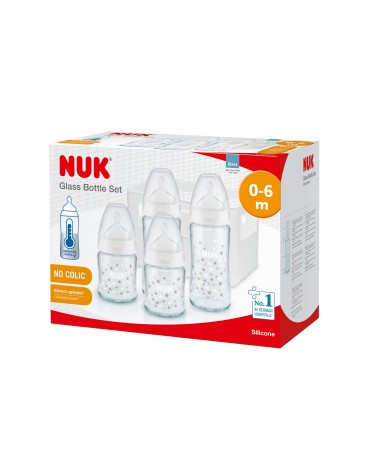 NUK First Choice+ Старт сет Temperature Control силикон - 2х240мл + 2х120мл + кошница