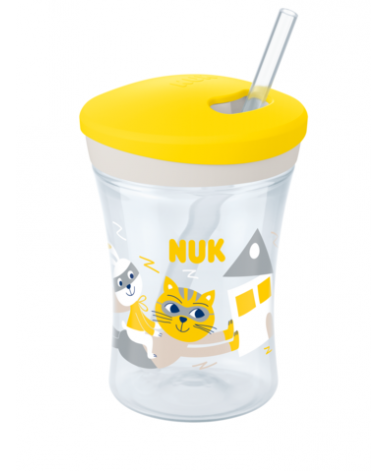 NUK EVOLUTION Action Cup 230мл. със сламка, 12+ мес. жълт