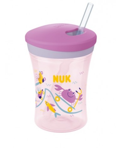 NUK EVOLUTION Action Cup 230мл. със сламка, 12+ мес. Girl