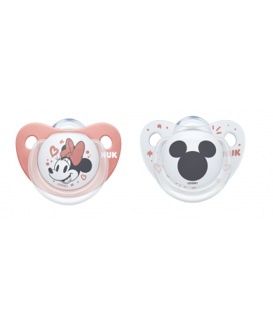 NUK биберон залъгалка силикон 0-6 2бр MICKEY + кутийка за съхранение и стерилизация в микровълнова