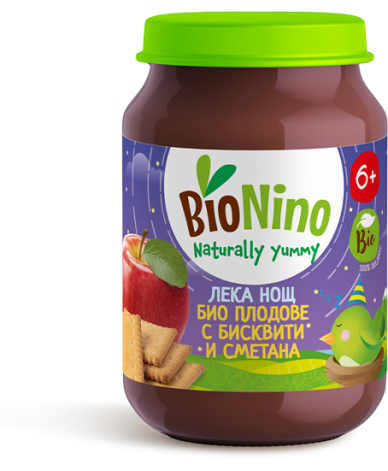 BioNino Лека нощ био плодове с бисквити и сметана