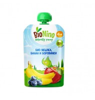 BioNino БИО плодова закуска с ябълка, банан и боровинки