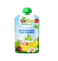 BioNino БИО плодова закуска с ябълки, банан, сливи и бисквити