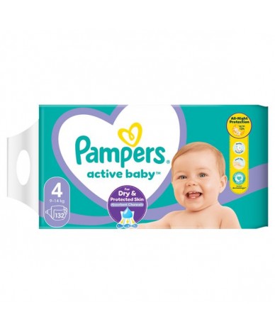 Pampers Еднократни пелени Active Baby 4 Maxi 9-14 кг 132бр.