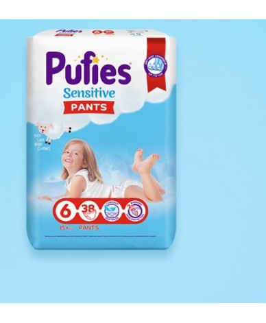 Пелени гащи Pufies Pants Sensitive 6, 38 броя