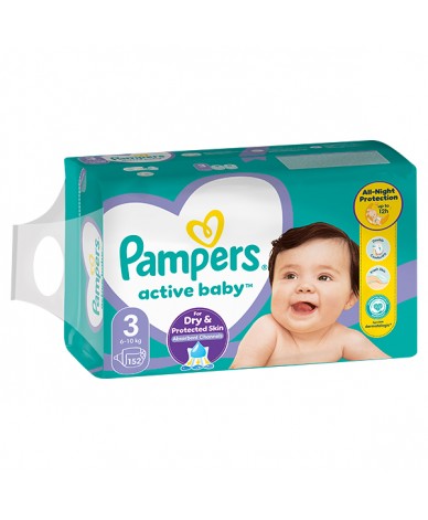 Pampers Active baby размер 3, пелени ,МВ 152бр.