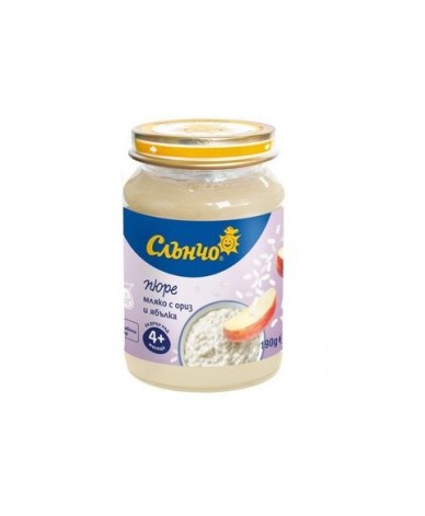 Слънчо десерт мляко с ориз и ябълка 4+м. 190г