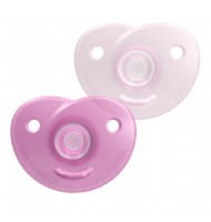 2 бр. ортодонтични залъгалки за новородено Philips Avent SOOTHIE SCF099/27 в кутия за стерилизиране, 0-6м, розови
