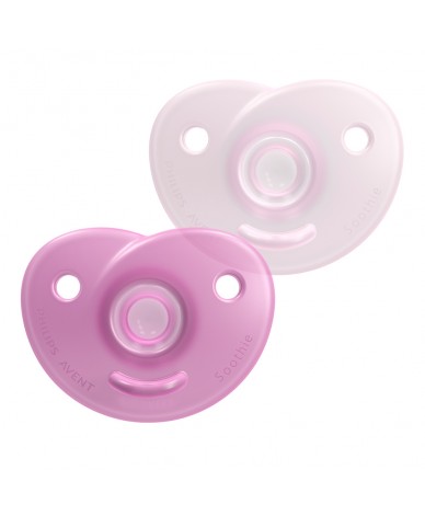 2 бр. ортодонтични залъгалки за новородено Philips Avent SOOTHIE SCF099/27 в кутия за стерилизиране, 0-6м, розови
