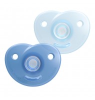 2 бр. ортодонтски силиконови залъгалки за новордени Philips Avent SOOTHIE SCF099/26 в кутия за стерилизиране, сини