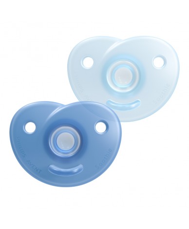 2 бр. ортодонтски силиконови залъгалки за новордени Philips Avent SOOTHIE SCF099/26 в кутия за стерилизиране, сини
