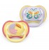 2 броя ортодонтски силиконови залъгалки Philips AVENT SCF087/04 Ultra Air, 0-6м, в кутия за стерилизиране