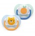 2 броя ортодонтски силиконови залъгалки Philips AVENT SCF080/23 Ultra Air Happy, 0-6м в кутия за стерилизиране