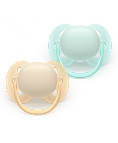 Комплект от 2 броя ортодонтични силиконови залъгалки Philips AVENT Ultra Soft SCF091/40, в кутия за стерилизиране