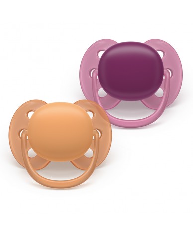 Комплект от 2 броя ортодонтични силиконови залъгалки Philips AVENT Ultra Soft SCF093/03, в кутия за стерилизиране