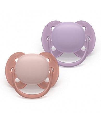 Комплект от 2 броя ортодонтични силиконови залъгалки Philips AVENT Ultra Soft SCF091/43, в кутия за стерилизиране