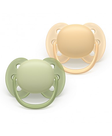 Комплект от 2 броя ортодонтични силиконови залъгалки Philips AVENT Ultra Soft SCF091/45, в кутия за стерилизиране