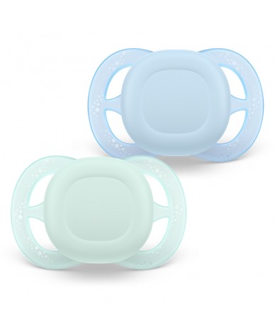 Комплект от 2 бр. ортодонтски силиконови залъгалки за новородени Philips AVENT SCF075/12 Ultra Start 0-2м, в синьо и зелено