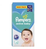 Pampers Active baby 4+ пелени 10-15кг. 53бр.