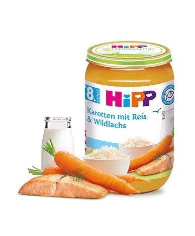 Hipp Рибно меню с моркови, ориз и дива сьомга