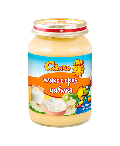 Слънчо десерт мляко с ориз и ябълка 4+м. 190г