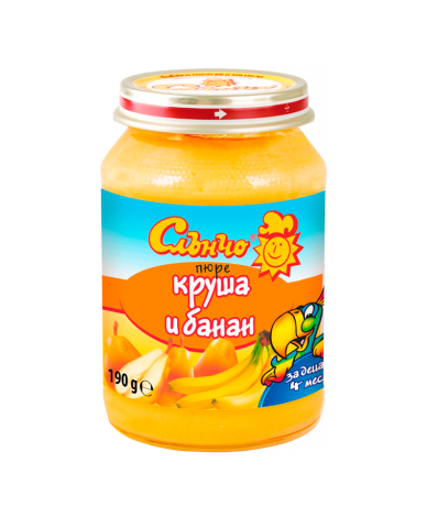 Слънчо пюре круша и банан 4+м. 190гр.